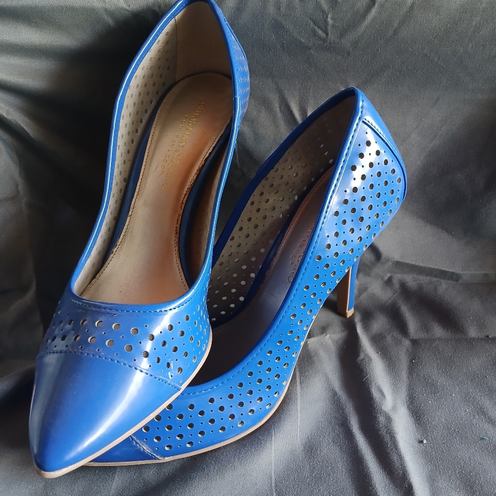Christian Siriano Blue Perforated Heels